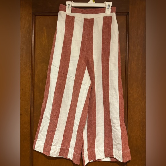 Madewell Huston wide leg pull on pants in red and white color - size XS - Picture 1 of 4
